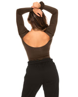 Scoop Back Long-Sleeve Bodysuit - Olive