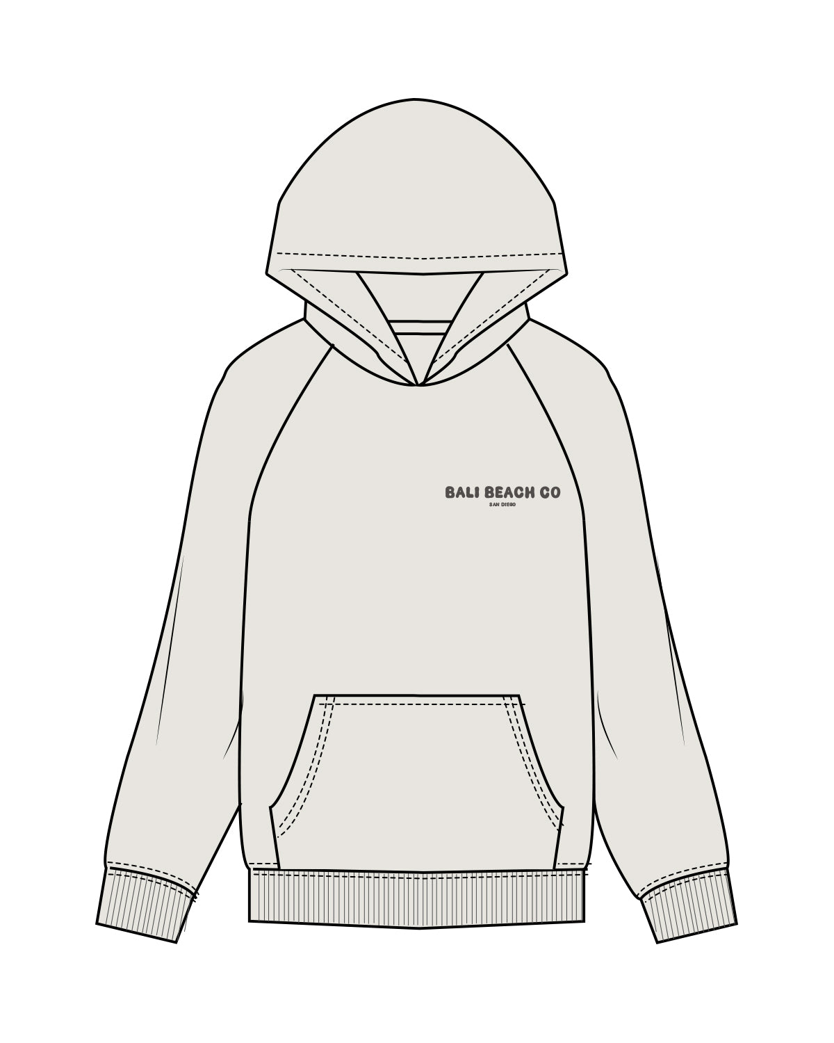 The Womens Hoodie - Washed Bone - Bali Beach Co - Left Chest Logos - Washed Bone / Gray