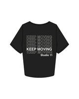 The Crop Tee - Black - Studio 11 - Center Chest Full Logo - Black / White