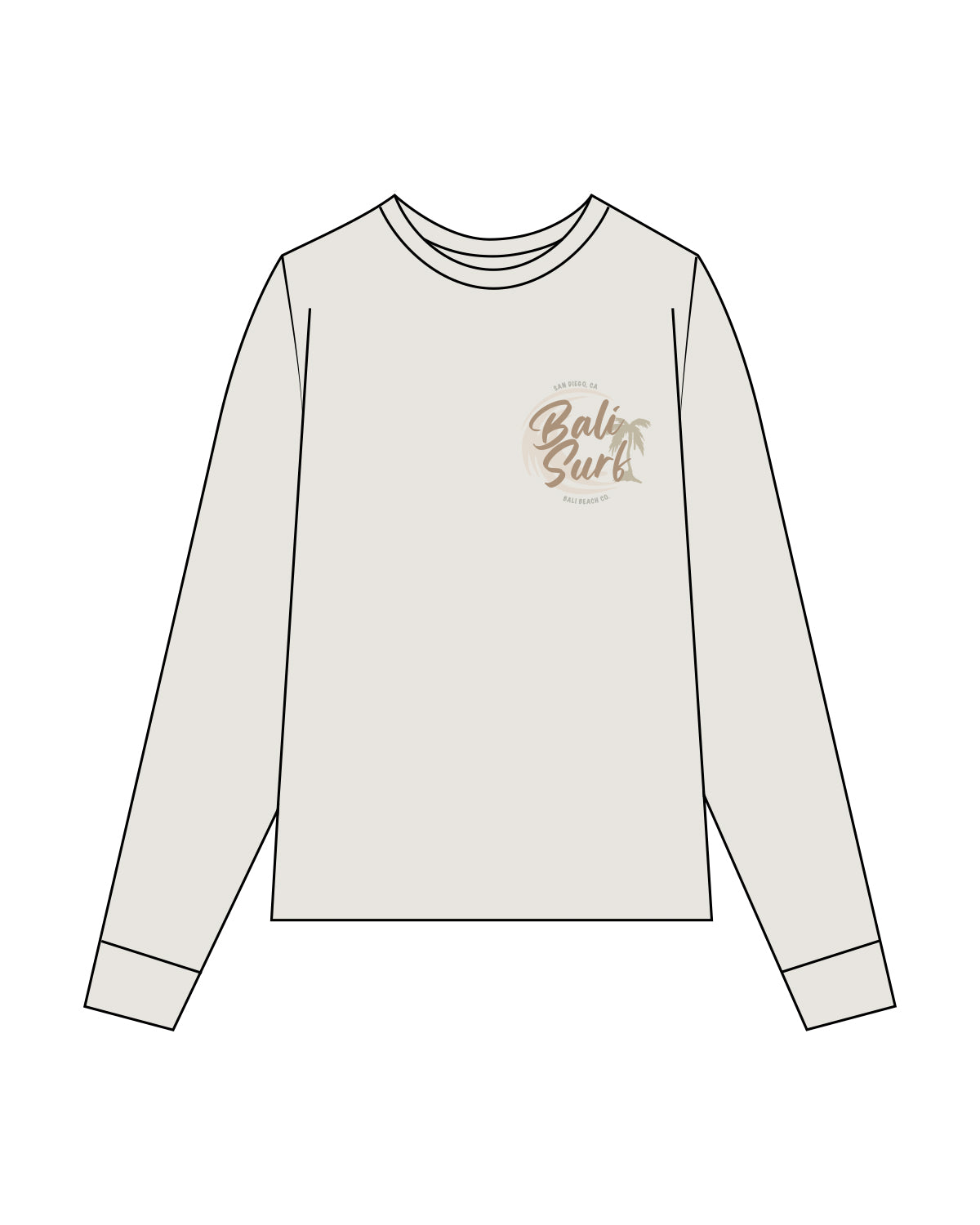 The Womens Heavyweight Long Sleeve - Washed Bone - Bali Beach Co - Left Chest Logos - Washed Bone / Full Color
