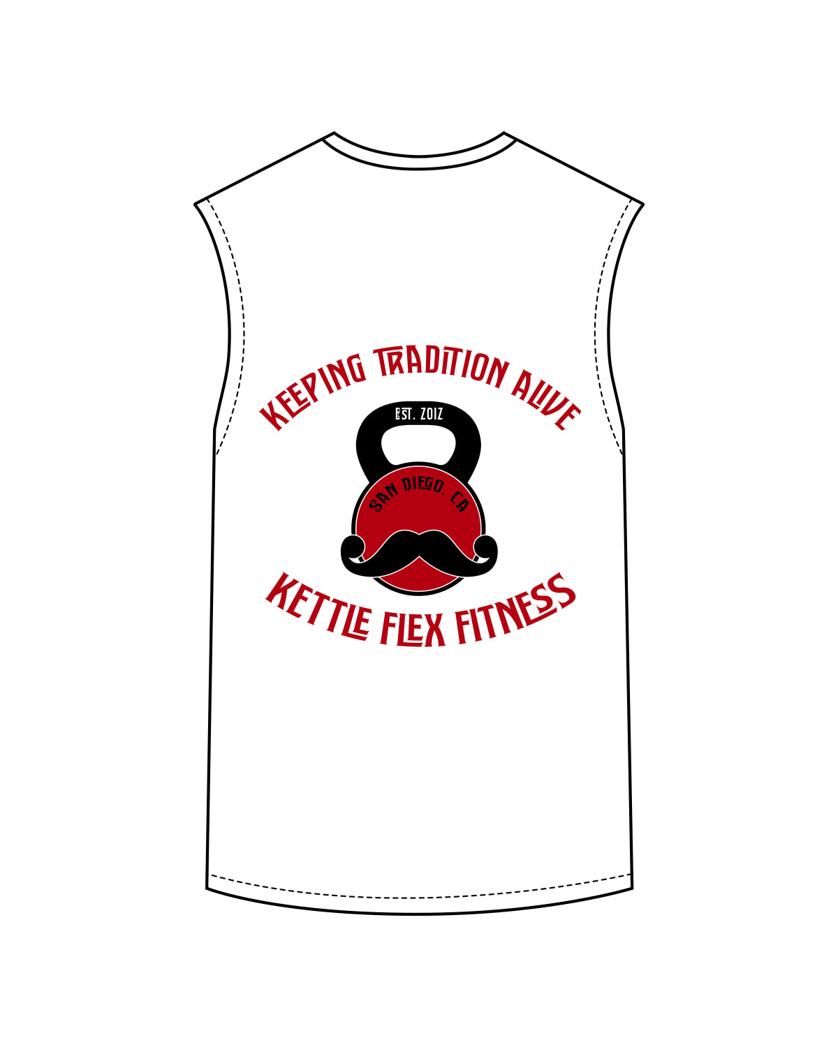 The Mens Classic Tank - White - Kettleflex - Mustache Logo - White / Full Color