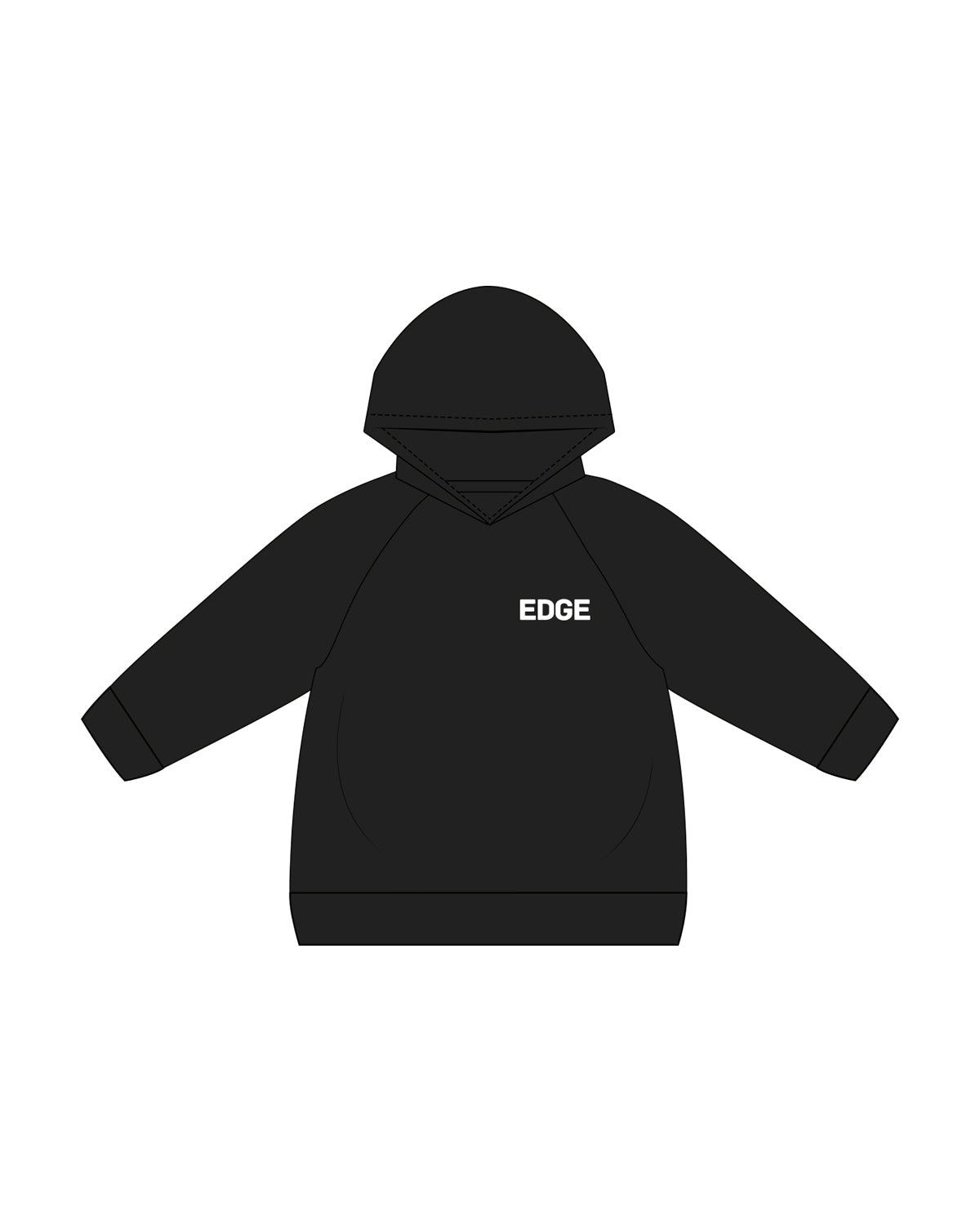The Kids Hoodie - Black - Edge Cycle - Front / Back - White