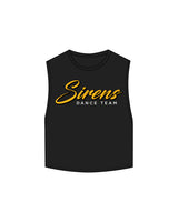 The Crop Muscle Tank - Black - Sirens Dance Team - Front Center - Full Color