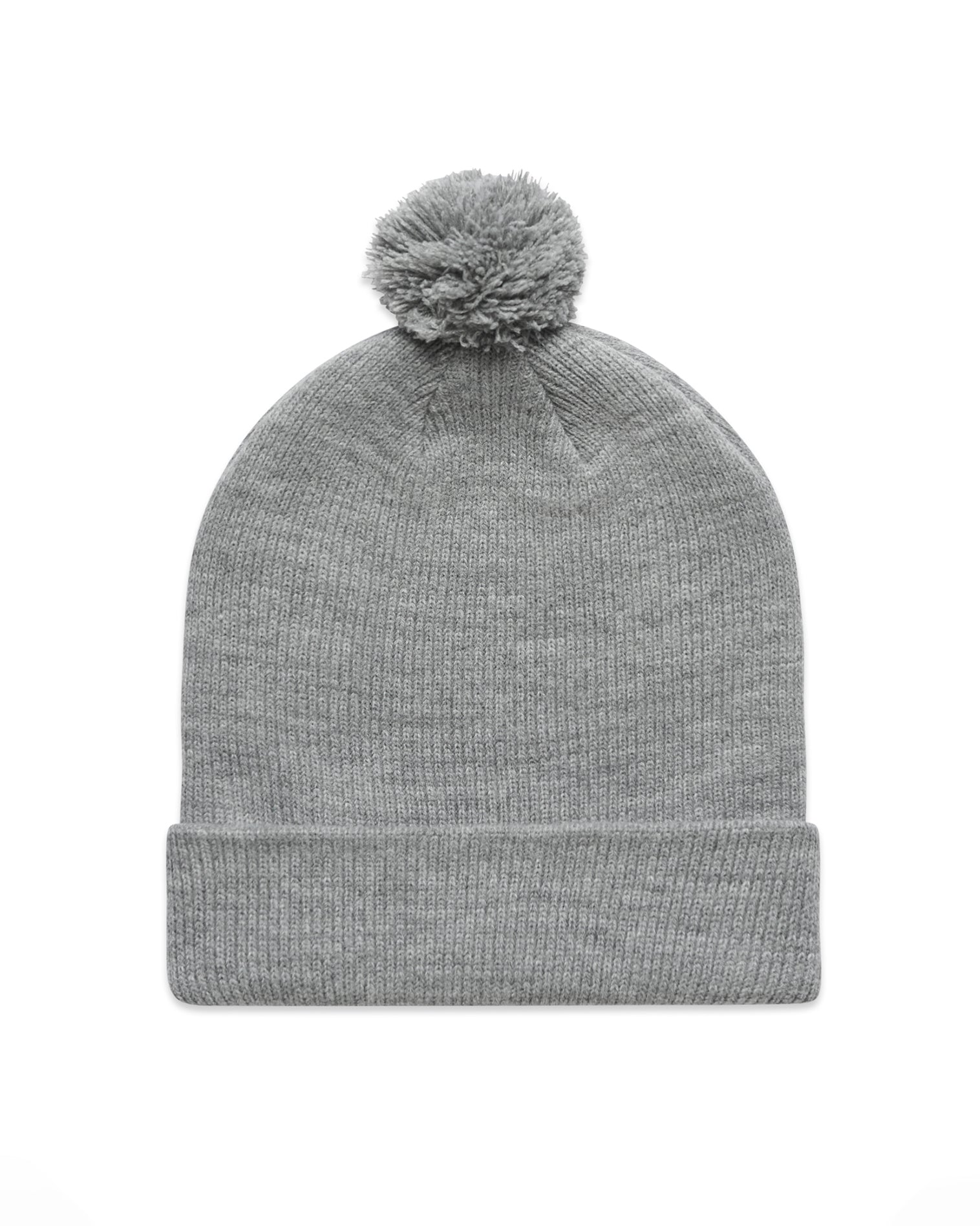 The Pom Pom Beanie - Grey - Vibe Hot Yoga & Pilates - Center Brim Stacked - Embroidered - White