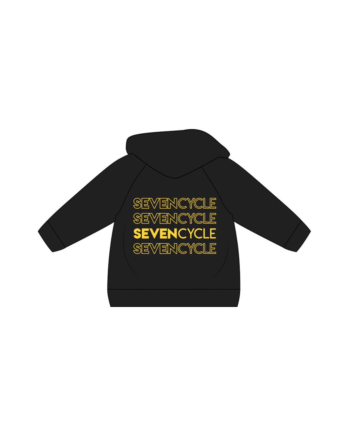 The Kids Hoodie - Black - Seven Studio- Front and Back Logos - Yellow
