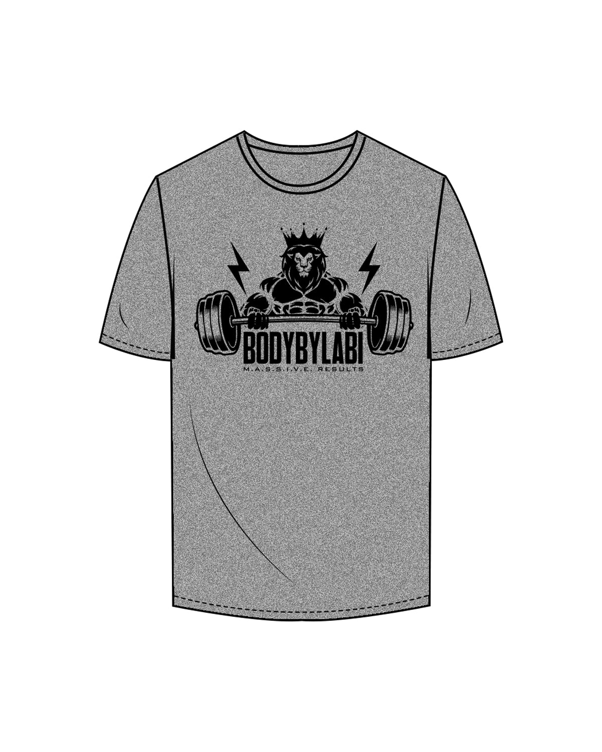 The Mens Tee - Heather - Body By Labi - Center Chest - Black