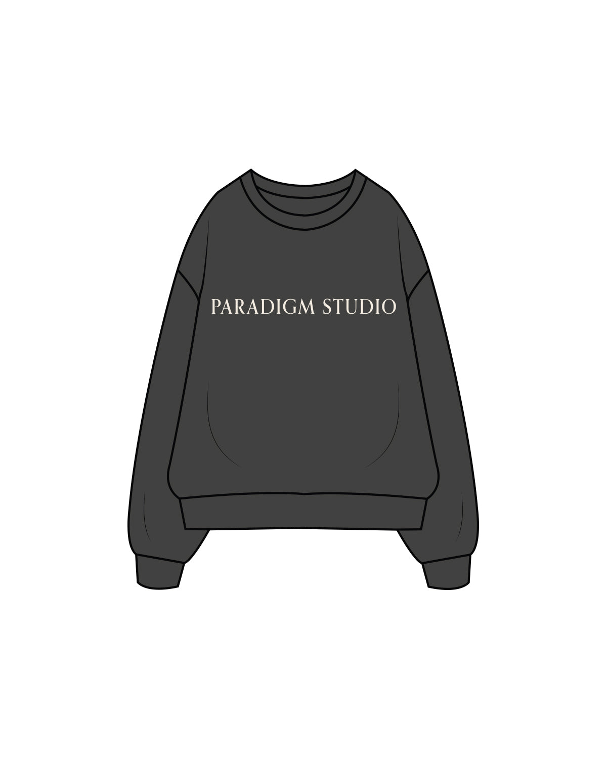 The Classic Crewneck - Charcoal - Paradigm Studio - Center - White