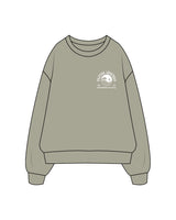 The Womens Heavy Crewneck - Eucalyptus - Pilates Leucadia - Left Chest & Back - White