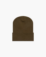The Beanie - Olive - Half Moon Yoga - Center Brim - Embroidered - Off White