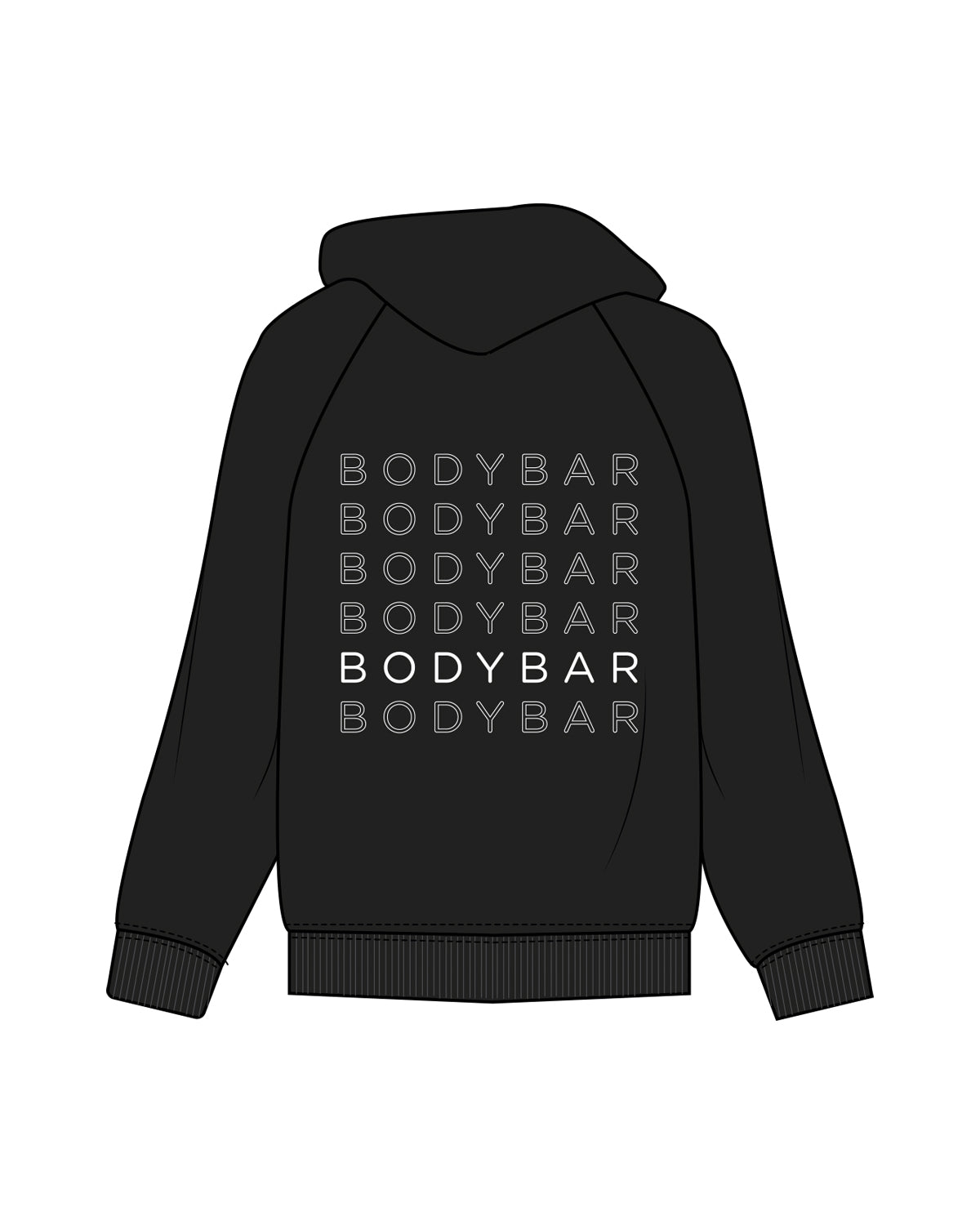 The Classic Hoodie - Black - Bodybar - Front / Back - White