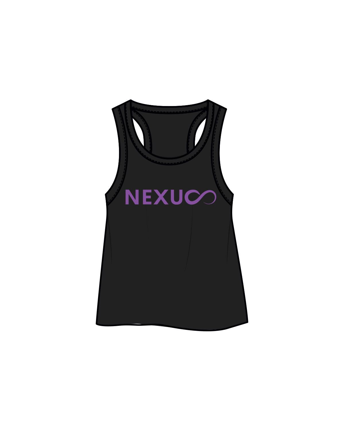 The Crop Tank - Black - Nexus - Front / Back - Purple