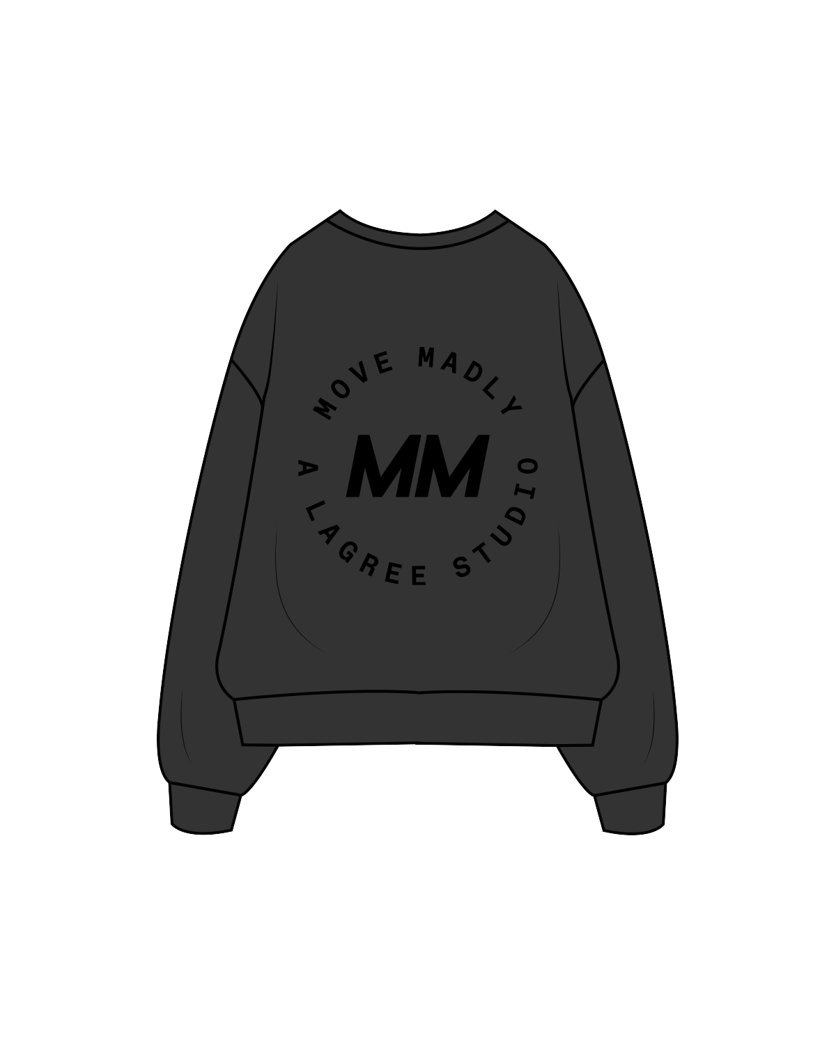 The Womens Crewneck - Washed Black - Move Madly - F/B - Black