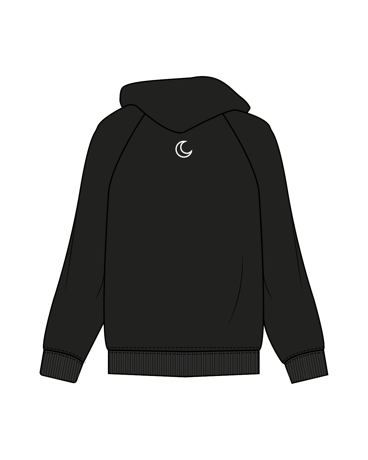 The Classic Hoodie - Black - Luna Skin - Front / Back - White