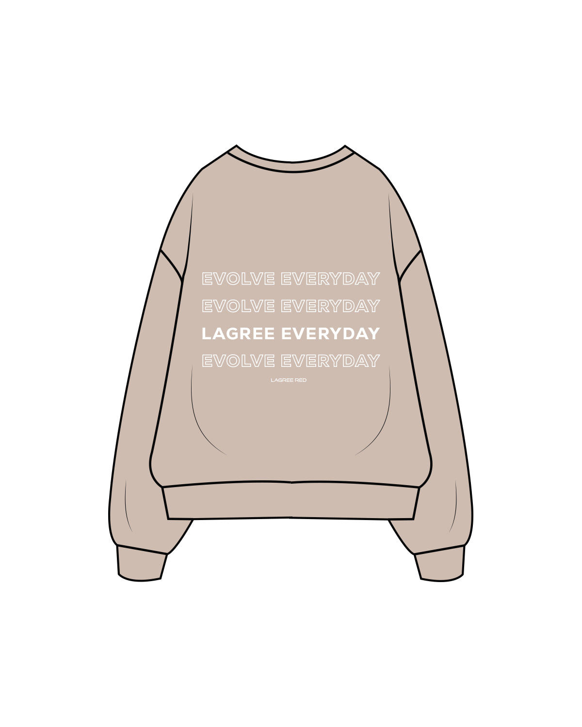 The Womens Crewneck - Bone - Lagree Red - Front / Back - White