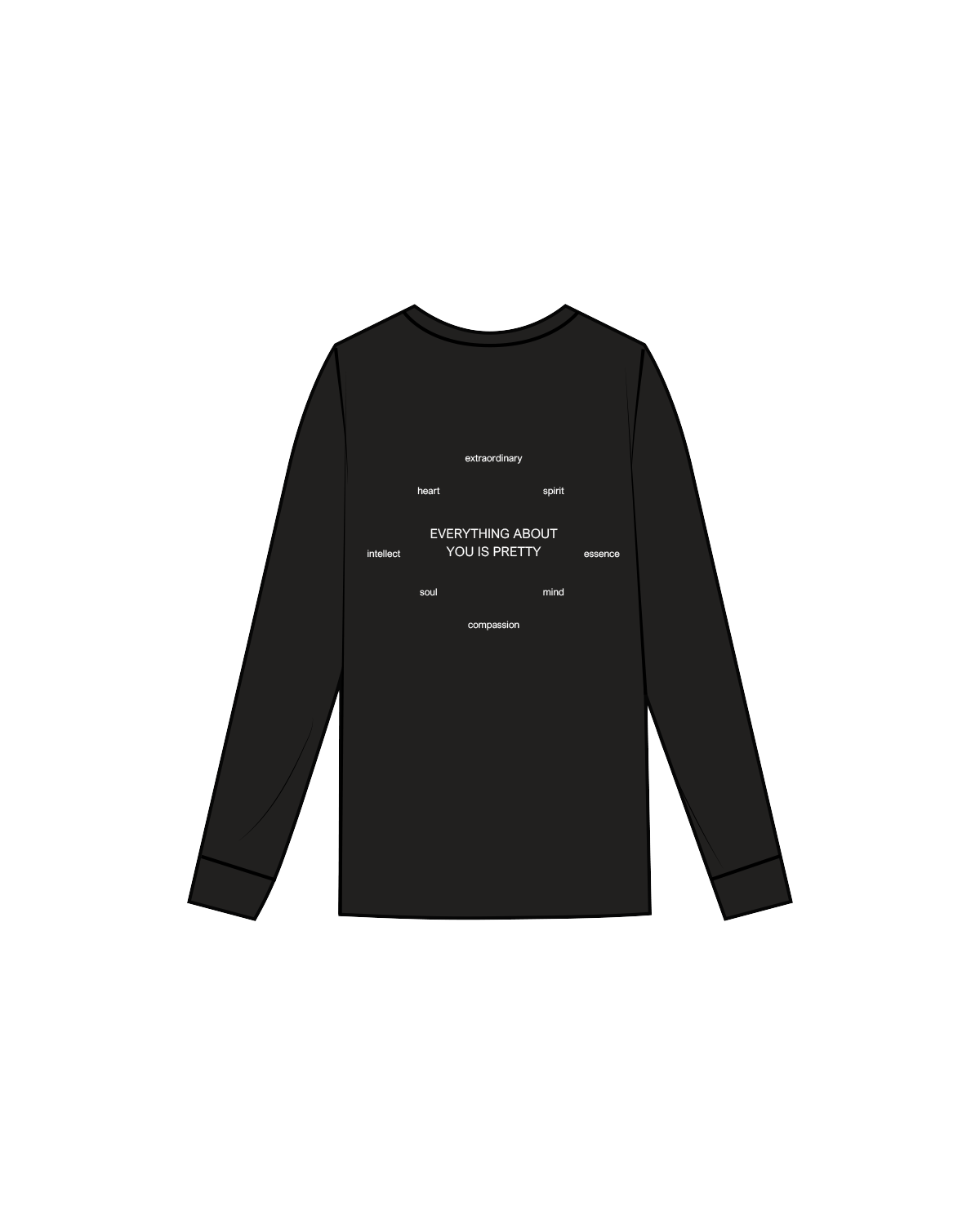 The Mens Long Sleeve - Black - Luna Skin - Front / Back - White