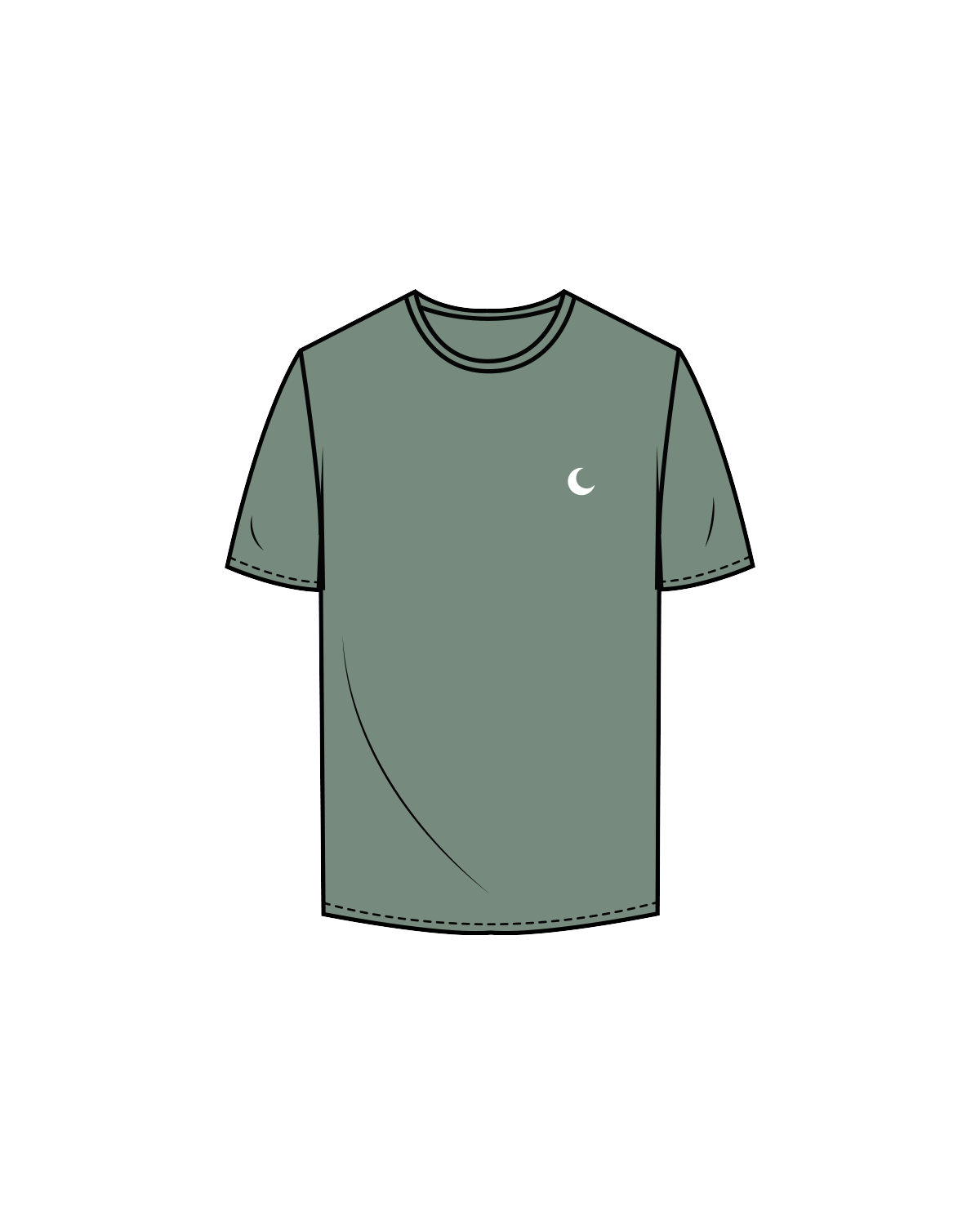 The Mens Tee - Sage - Luna Skin - Left Chest / Back - White