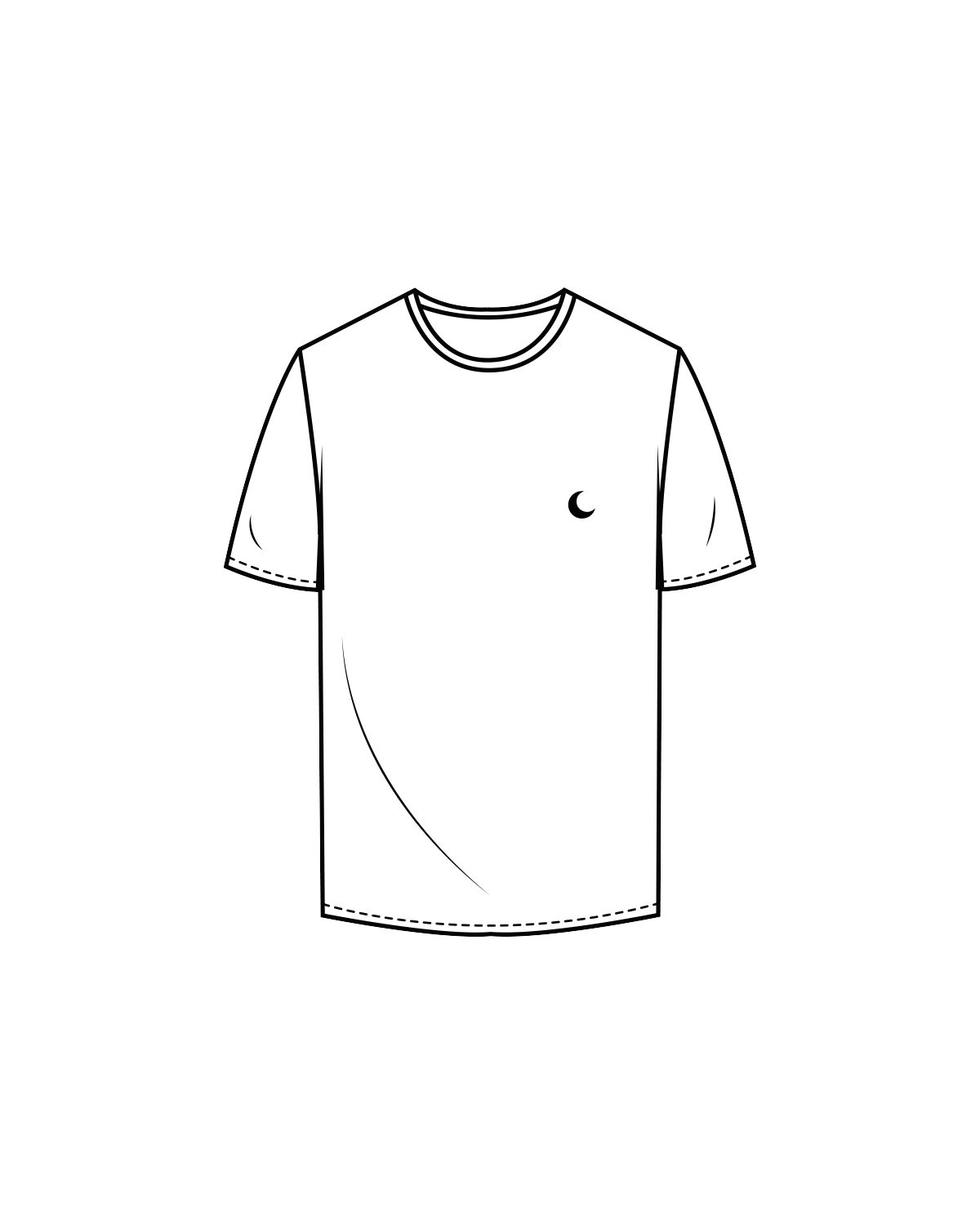 The Mens Tee - White - Luna Skin - Left Chest / Back - Black