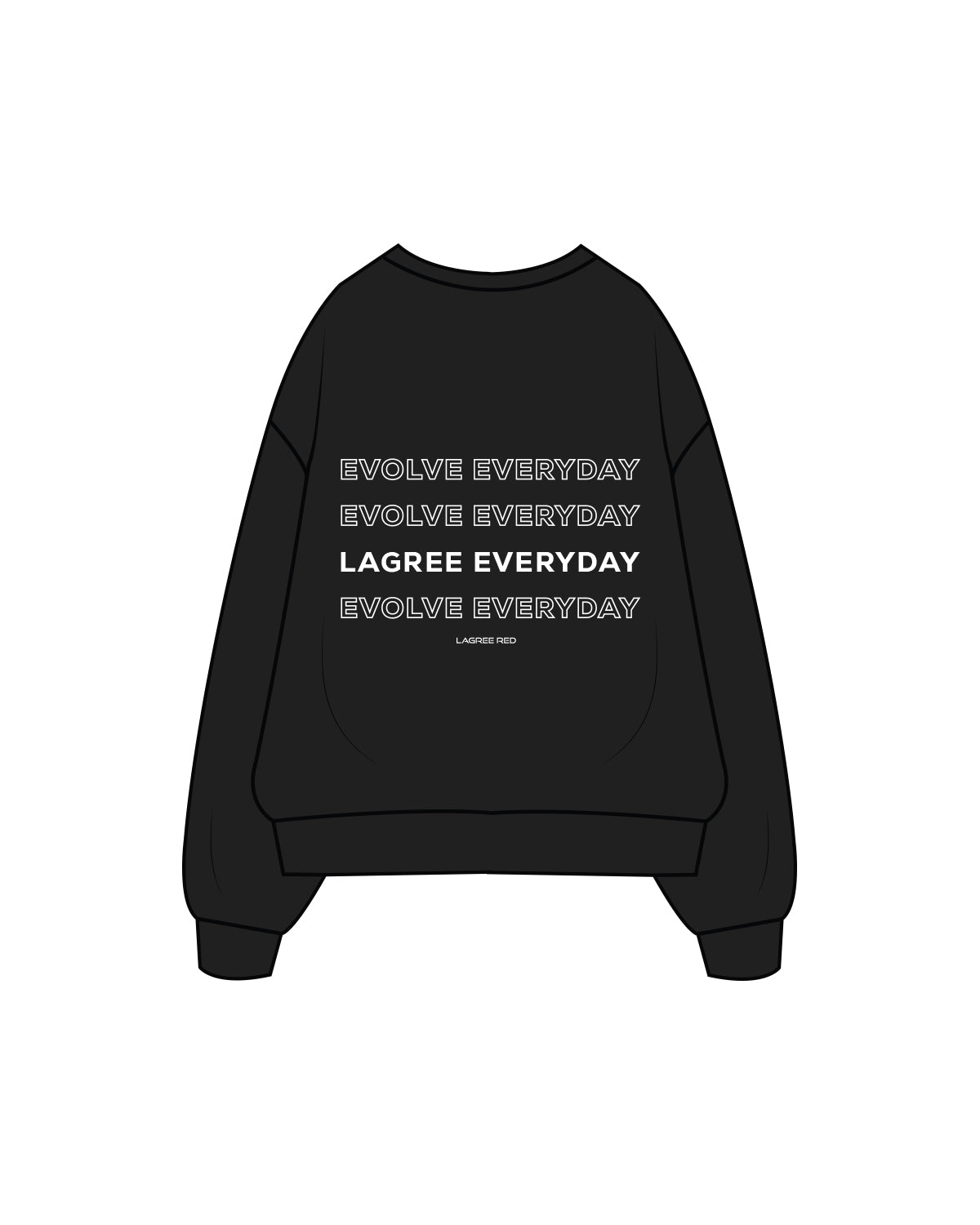 The Womens Crewneck - Black - Lagree Red - Front / Back - White