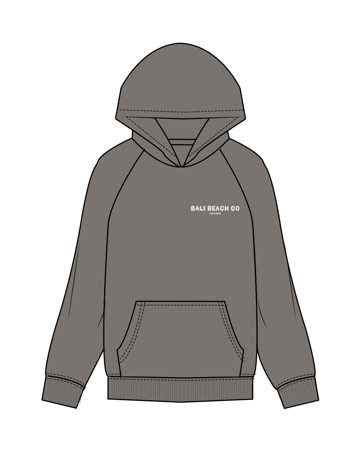 The Mens Hoodie - Washed Gray - Bali Beach Co - Left Chest Logos - Washed Gray / Bone