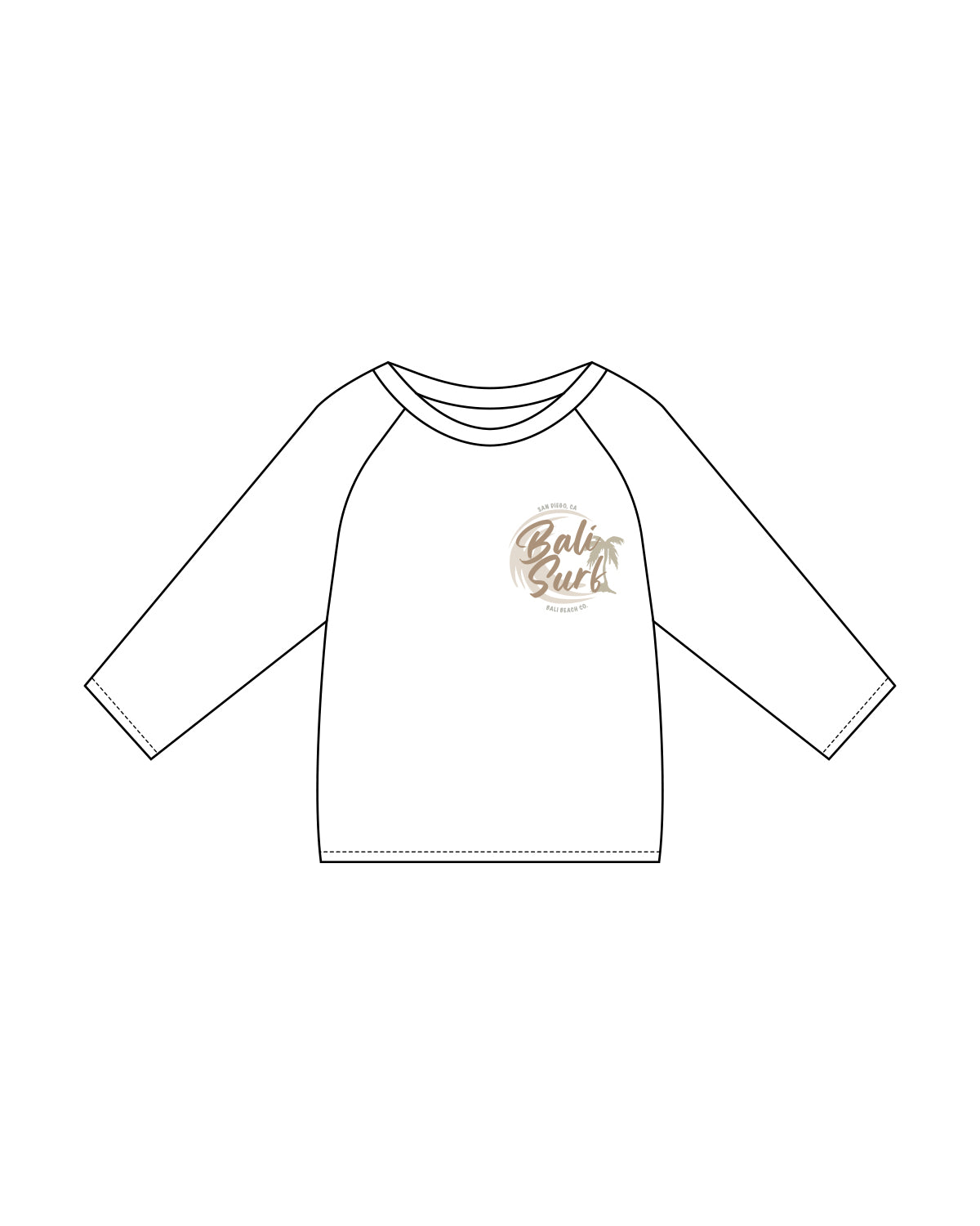 The Kids Long Sleeve - White - Bali Beach Co - Left Chest Logos - White / Full Color
