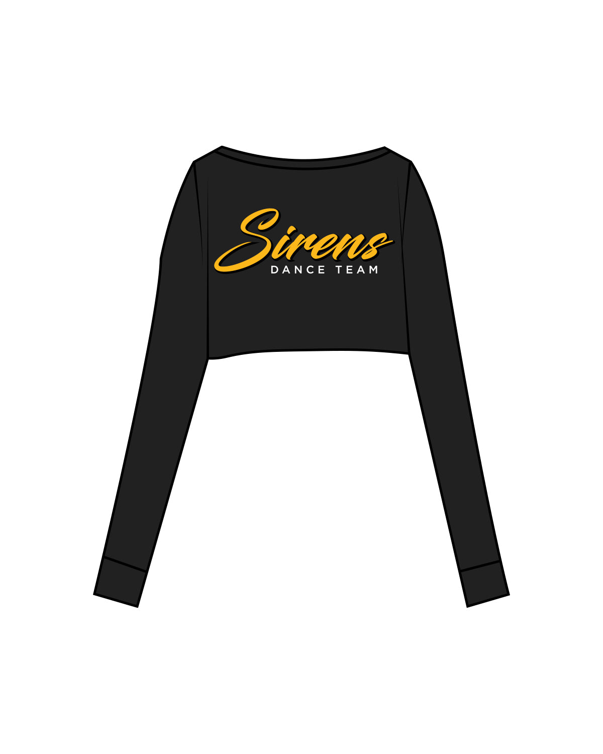 The Seamless Ruched Long Sleeve - Black - Sirens - Left & Back Chest Center Stacked - Full Color