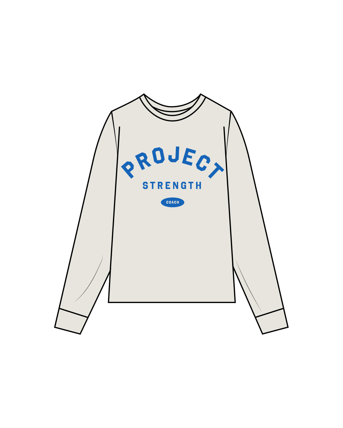 The Mens Heavyweight Long Sleeve - Washed Bone - Project Strength - Blue