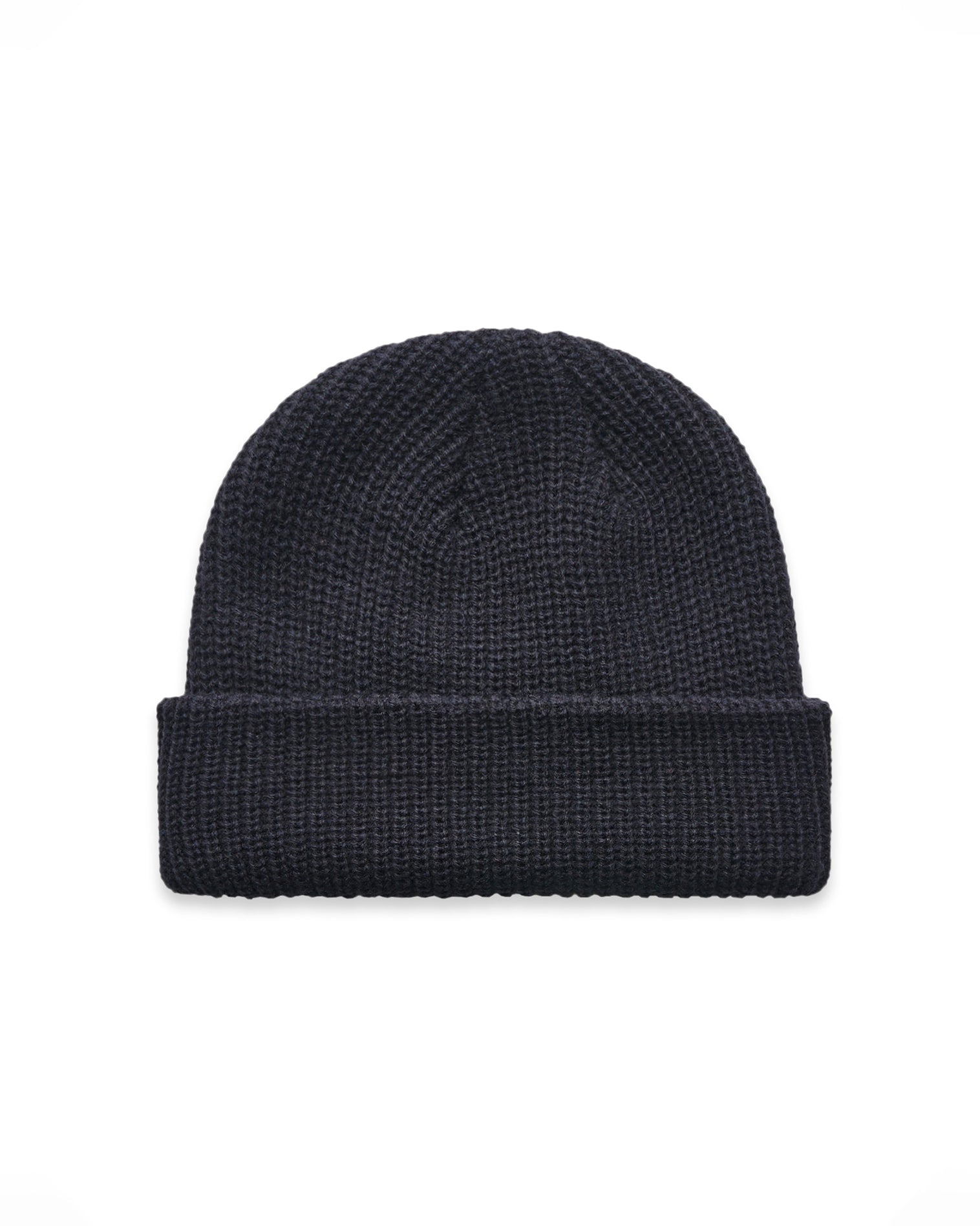 The Cable Knit Beanie - Navy - ETHOS Q3 PHOTOSHOOT - Center Brim - EMB - White