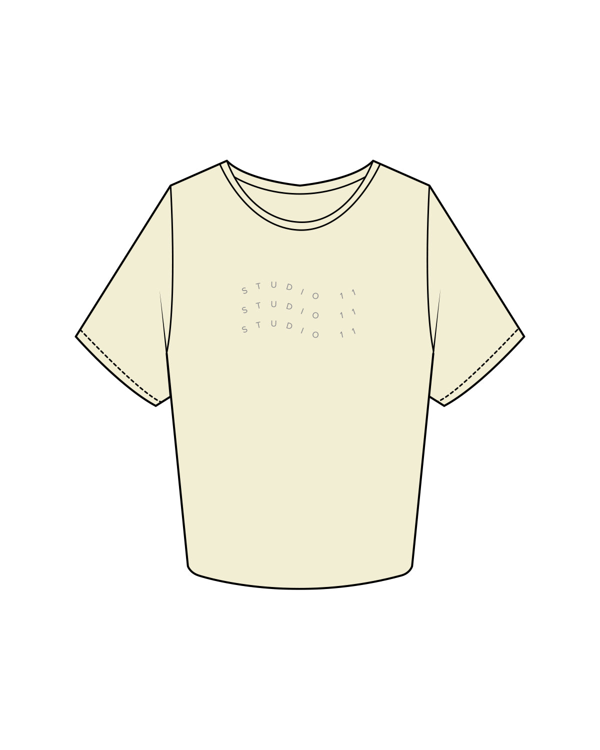 The Crop Tee - Butter - Studio 11 - Wavy Center Logo - Butter / Gray