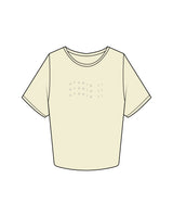 The Crop Tee - Butter - Studio 11 - Wavy Center Logo - Butter / Gray