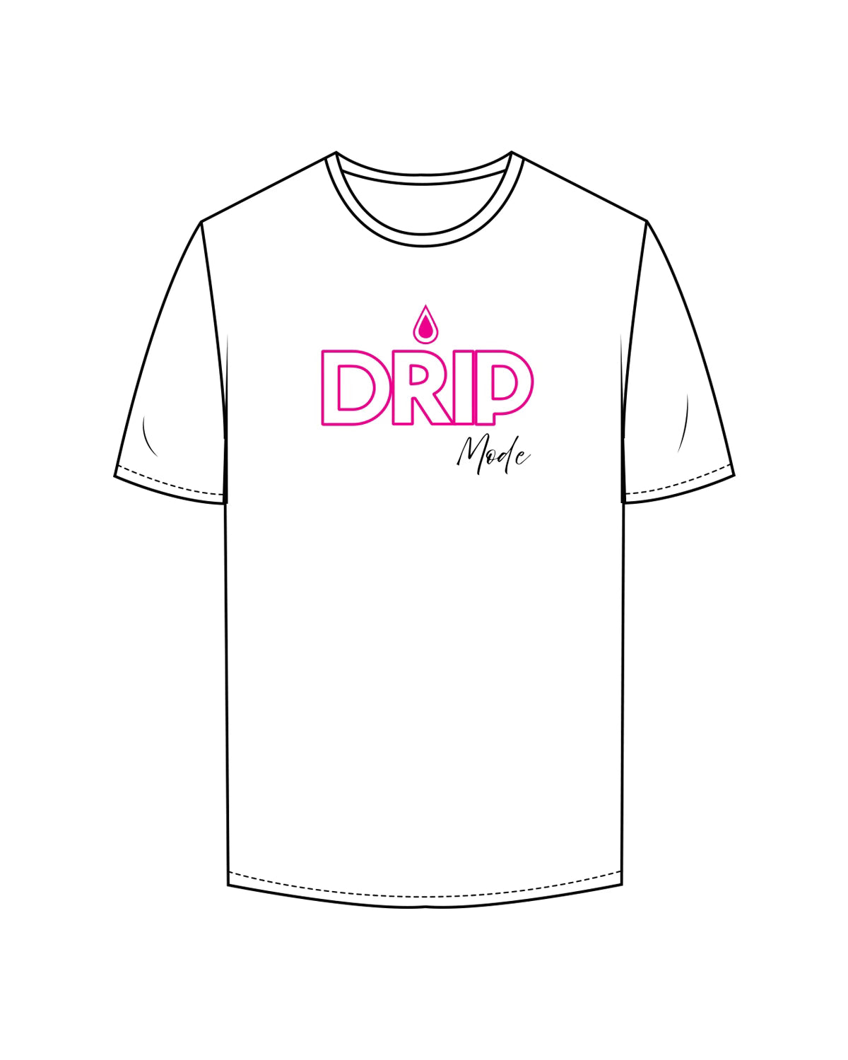 The Mens Tee - White - Drip Pre Workout - Center Chest - Hot Pink