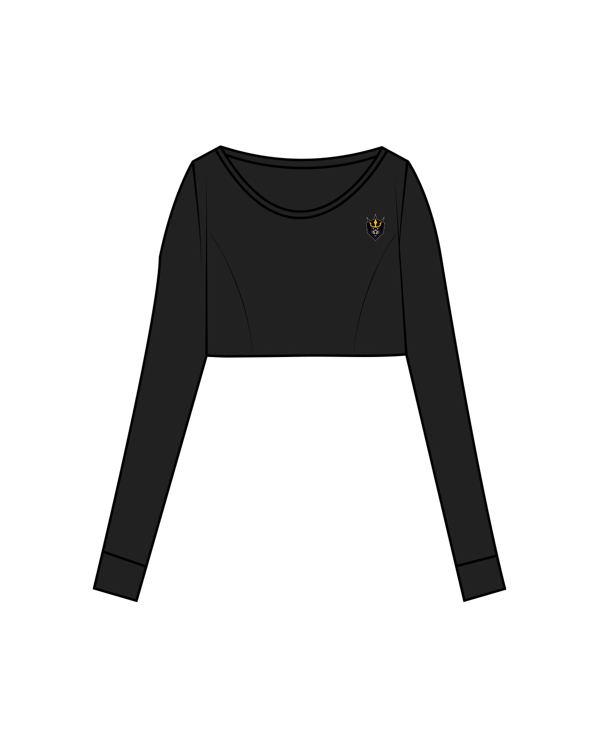 The Seamless Ruched Long Sleeve - Black - Sirens - Left & Back Chest Center Stacked - Full Color