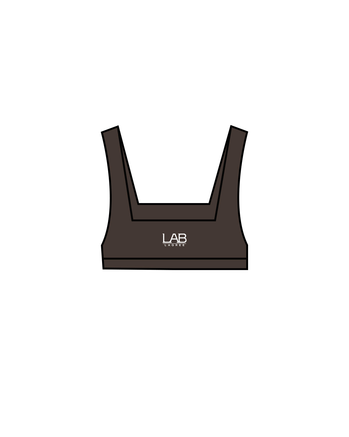 The Box Cut Bra - Cafe - Lab Lagree - Logos Front & Back - Cafe / White