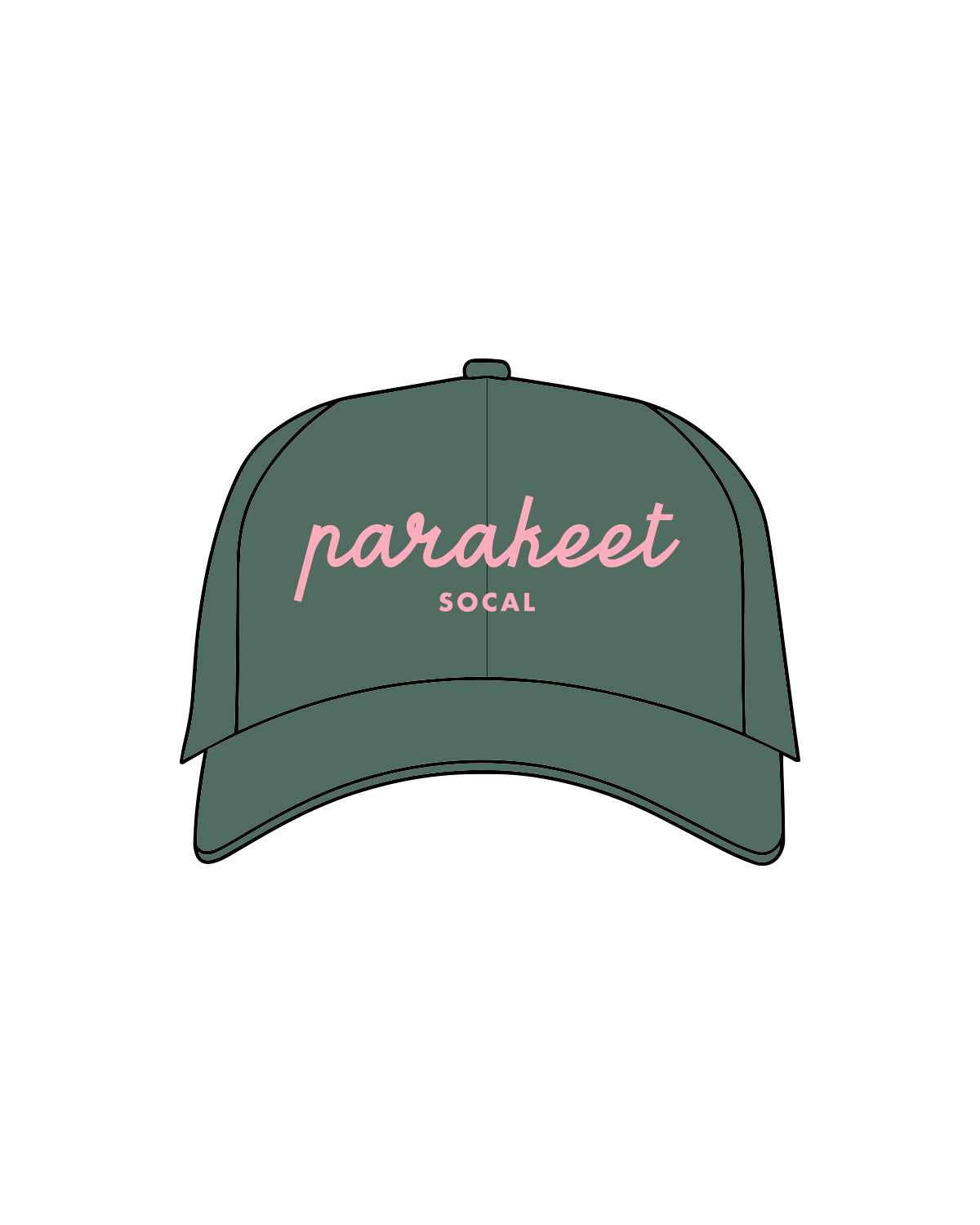 The Dad Hat - Spruce - Parakeet Cafe - Written Center Logo - Pink