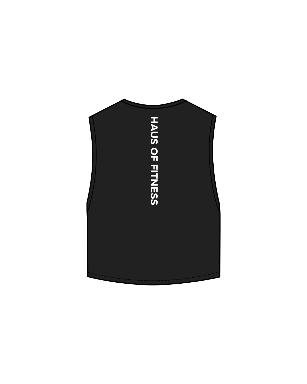 The Crop Muscle Tank - Black - Haus of Fitness - Center Chest & Spine Logo - White