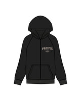 The Womens Zip Hoodie - Black -Pilates Plus PB - Left Chest Collegiate - Bone