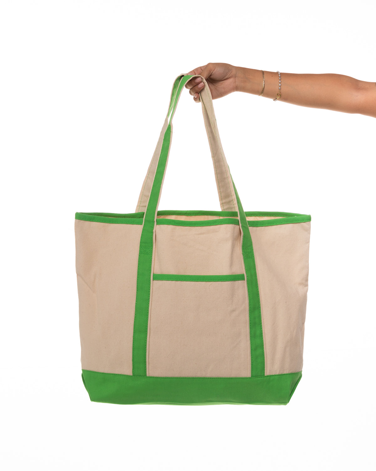 The Contrast Tote Bag - Natural / Lime - Barnes. The Label - Center Body Stars - Printed - Full Color
