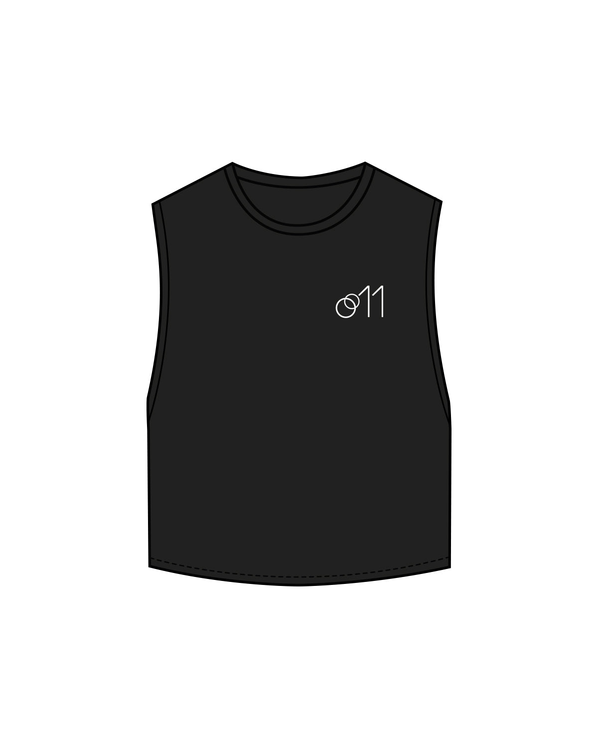 The Crop Muscle Tank - Black - Studio 11 - Left Chest & Back Neck Logo - Black / White