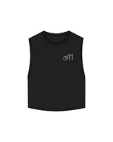 The Crop Muscle Tank - Black - Studio 11 - Left Chest & Back Neck Logo - Black / White