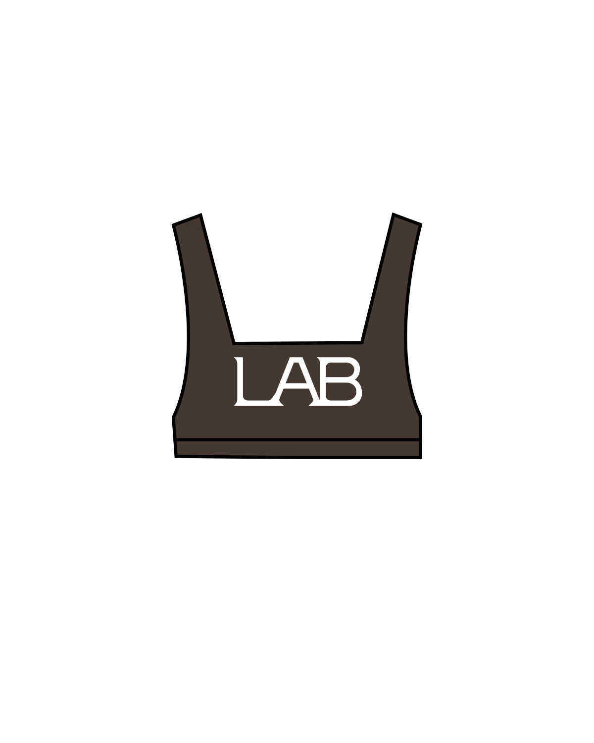 The Box Cut Bra - Cafe - Lab Lagree - Logos Front & Back - Cafe / White
