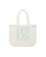 The Tote Bag - Natural - Helios - Stacked Logo - Light Blue