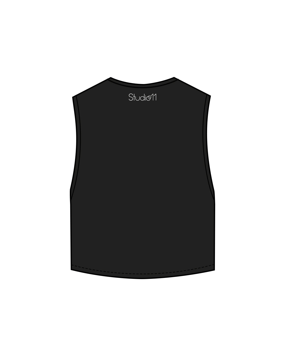 The Crop Muscle Tank - Black - Studio 11 - Left Chest & Back Neck Logo - Black / White