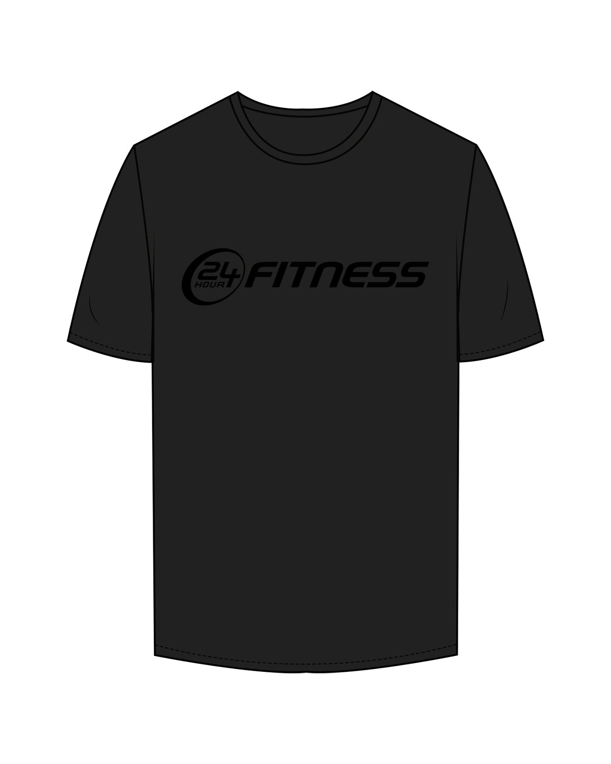 The Mens Tee - Black - 24 Hour Fitness - Center Chest Logo - Black / Black