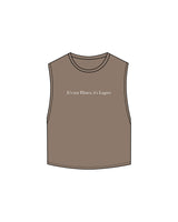 The Crop Muscle Tank - Cacao -  Peak45 - Front Center & Back Neckline - White