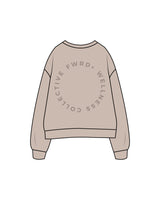 The Womens Crewneck - Bone - FWRD - Center Front & Back Logos - Tone on Tone