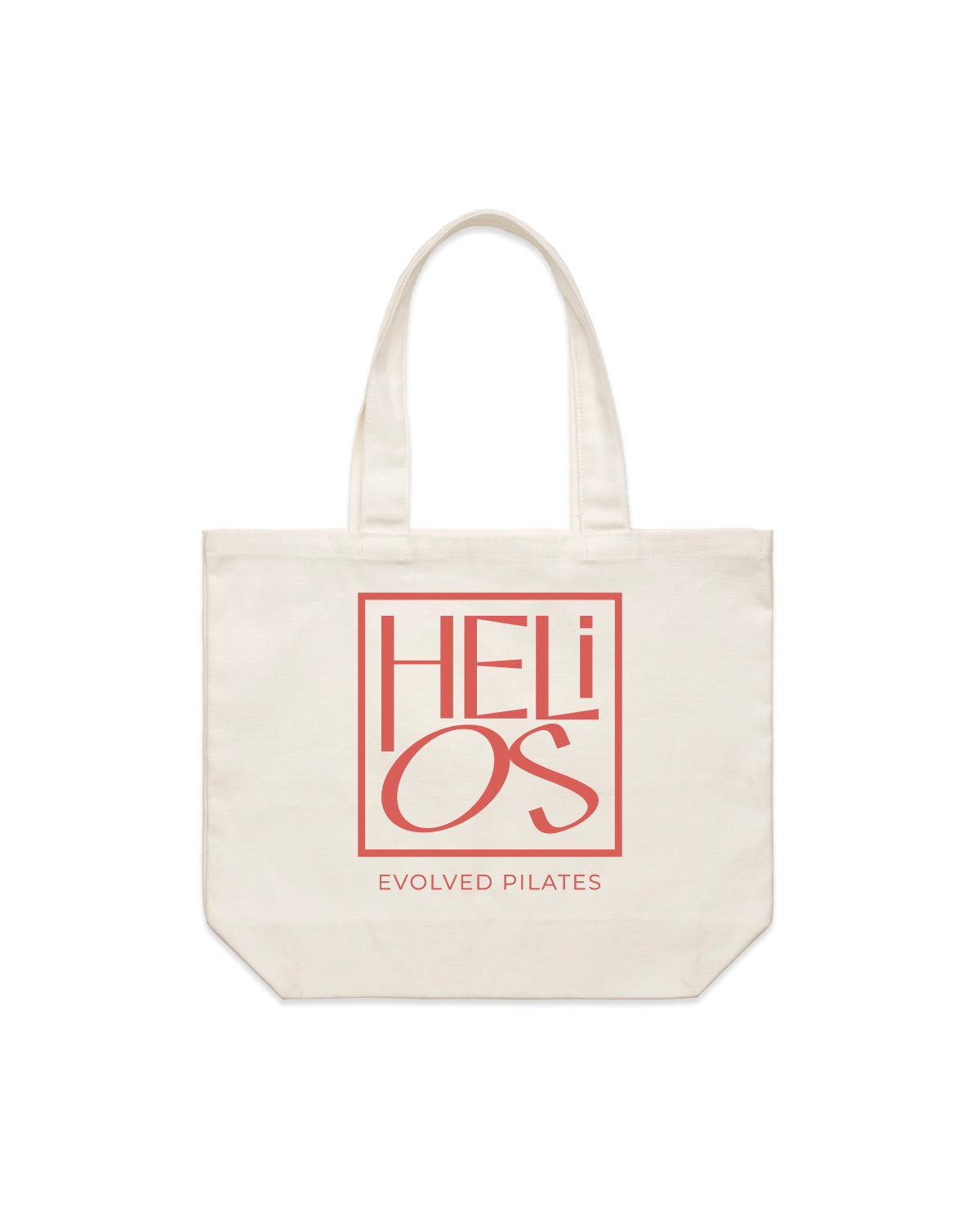 The Tote Bag - Natural - Helios - Stacked Logo - Dark Pink