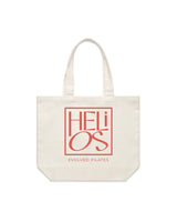 The Tote Bag - Natural - Helios - Stacked Logo - Dark Pink