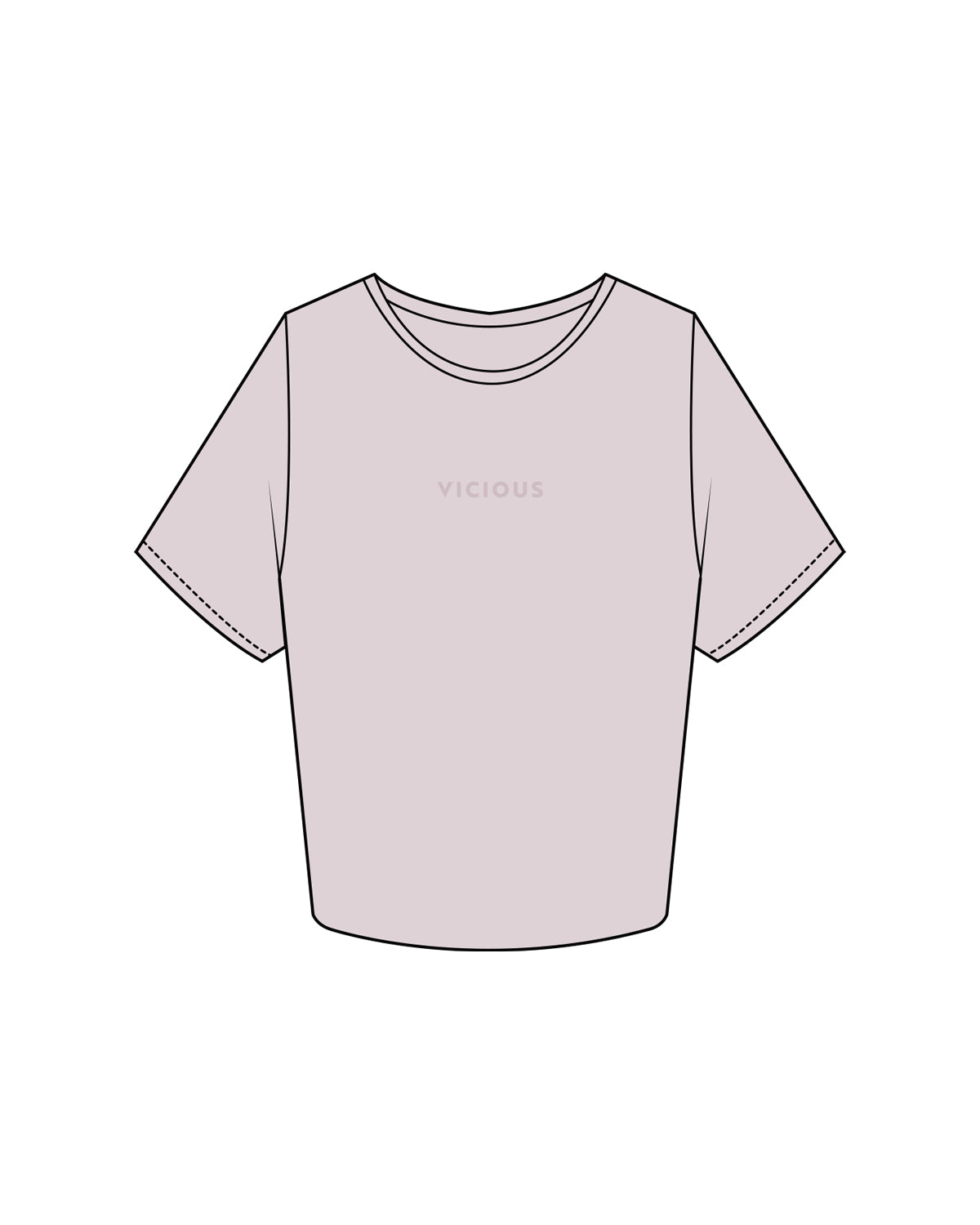 The Crop Tee - Orchid - Vicious Fitness - Vicious Written Logo - Tone on Tone
