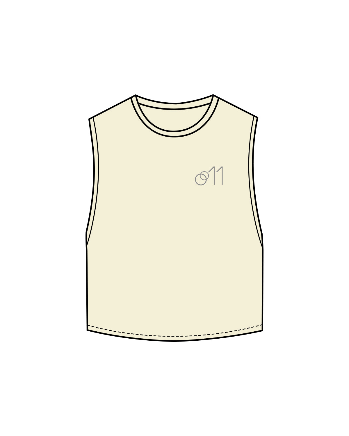 The Crop Muscle Tank - Butter - Studio 11 - Left Chest & Back Neck Logo - Butter / Gray