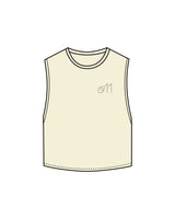 The Crop Muscle Tank - Butter - Studio 11 - Left Chest & Back Neck Logo - Butter / Gray
