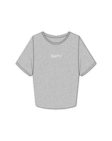 The Crop Tee - Heather - SWTY - Center Chest - Heather / White